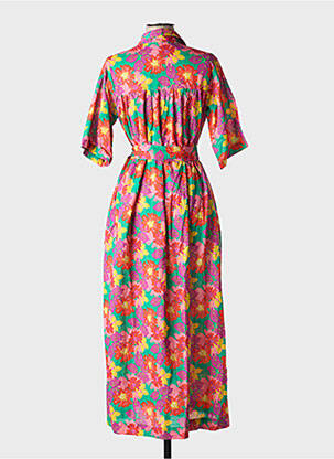 Robe longue manches courtes manches courtes rose CHICOSOLEIL femme