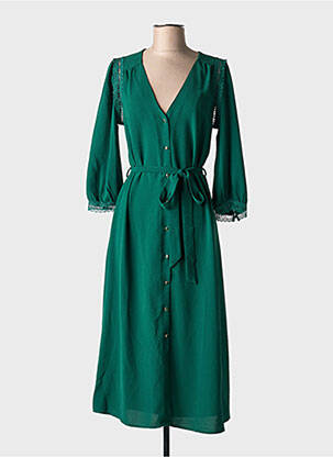 Robe mi-longue manches 3/4 manches 3/4 vert LA PETITE ETOILE femme
