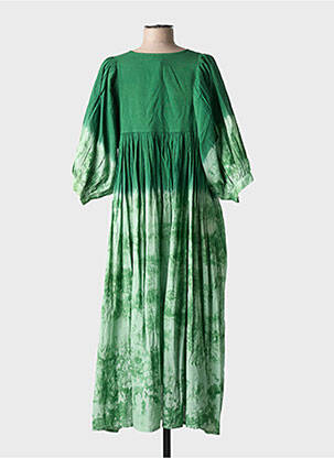 Robe longue tissage popeline manches 3/4 vert CHICOSOLEIL femme