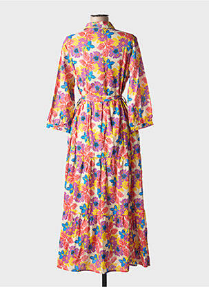 Robe longue imprimé fleurs manches 3/4 jaune CHICOSOLEIL femme