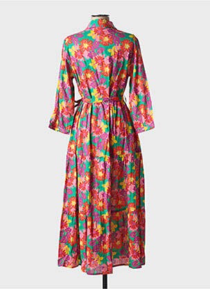 Robe longue imprimé fleurs manches 3/4 rose CHICOSOLEIL femme
