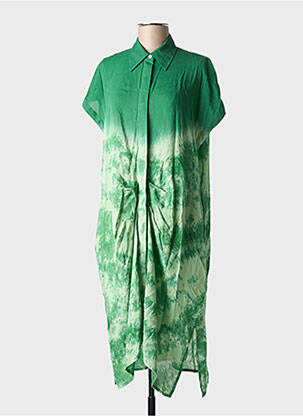 Robe mi-longue manches courtes manches courtes vert CHICOSOLEIL femme