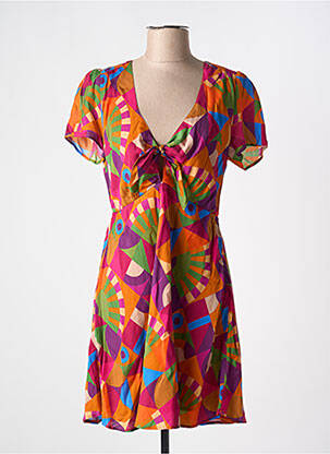 Robe courte manches courtes manches courtes orange CHICOSOLEIL femme