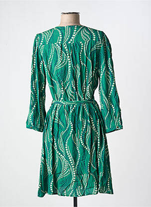 Robe mi-longue imprimé fantaisie manches longues vert LA PETITE ETOILE femme