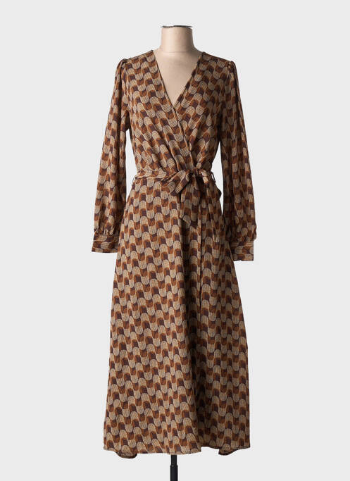Robe longue manches longues manches longues marron LA PETITE ETOILE femme
