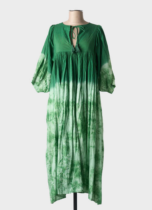 Robe longue manches 3/4 vert CHICOSOLEIL femme