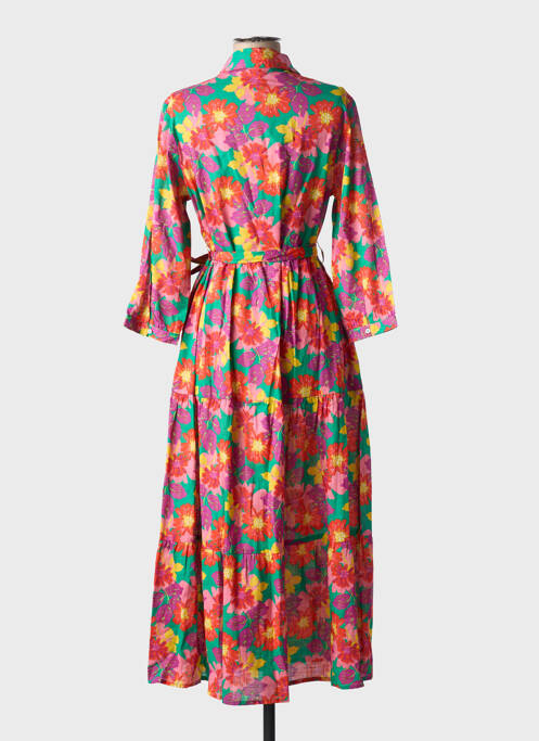 Robe longue imprimé fleurs manches 3/4 rose CHICOSOLEIL femme