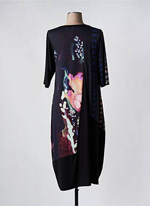 Robe mi-longue manches 3/4 manches 3/4 noir OZAI N KU femme