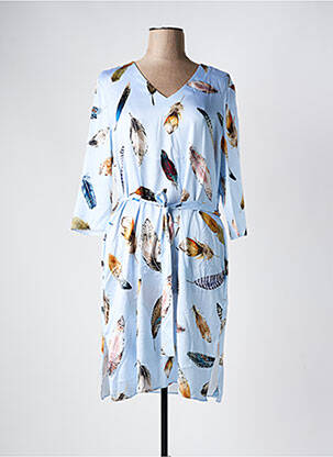 Robe mi-longue imprimé fantaisie manches longues bleu HERZEN'S ANGELEGENHEIT femme