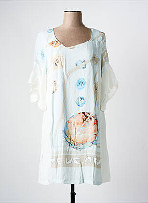 Robe courte coupe fluide manches courtes blanc ELISA CAVALETTI femme