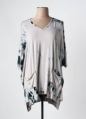 Tunique manches longues col v gris KEDZIOREK femme