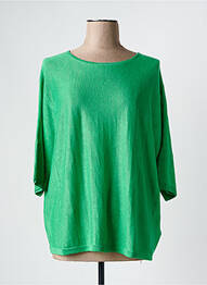 Pull tissage chiné manches 3/4 vert CHARMING SMILE femme