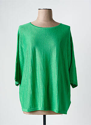 Pull tissage chiné manches 3/4 vert CHARMING SMILE femme