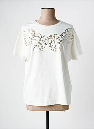 T-shirt sérigraphie floquée manches courtes beige TUZZI femme