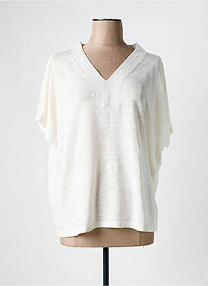 Pull stretch manches courtes beige CHARMING SMILE femme