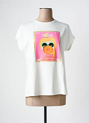 T-shirt sérigraphie manches courtes beige RINO & PELLE femme