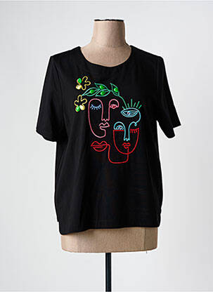 T-shirt coupe droite manches courtes noir LEO & UGO femme