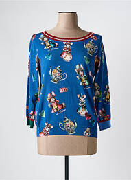 Pull stretch manches 3/4 bleu JEICH'S femme