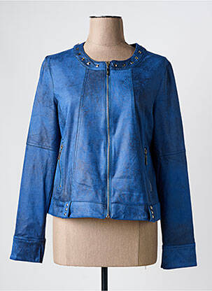 Veste casual col rond bleu ZIA1 femme