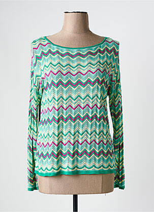 Pull maille ajourée manches longues vert SURKANA femme