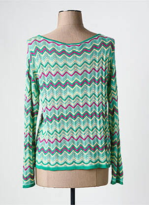 Pull maille ajourée manches longues vert SURKANA femme