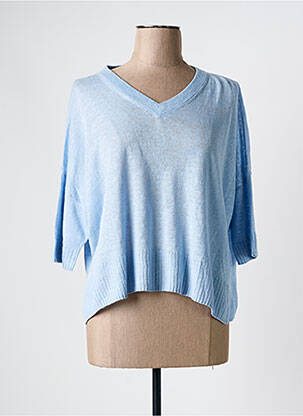 Pull tissage chiné manches 3/4 bleu CHARMING GIRL BY SILIA femme