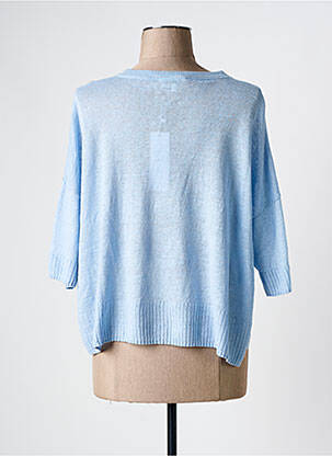 Pull tissage chiné manches 3/4 bleu CHARMING GIRL BY SILIA femme