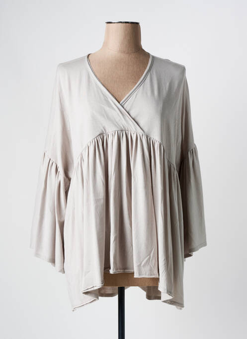 Tunique manches longues poignets évasés gris KEDZIOREK femme