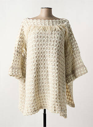 Pull col rond manches 3/4 beige TRICOT CHIC femme