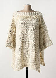 Pull col rond manches 3/4 beige TRICOT CHIC femme