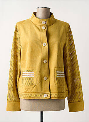 Veste casual col rond jaune REVER MILE femme