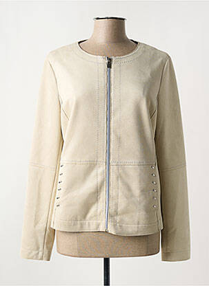 Veste casual col rond beige REVER MILE femme