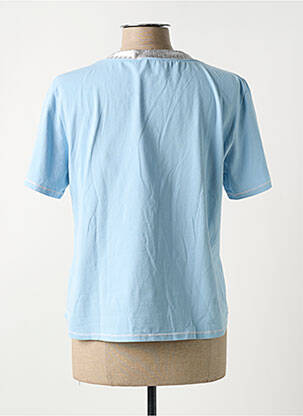 T-shirt sérigraphie avec strass manches courtes bleu ELISA CAVALETTI femme