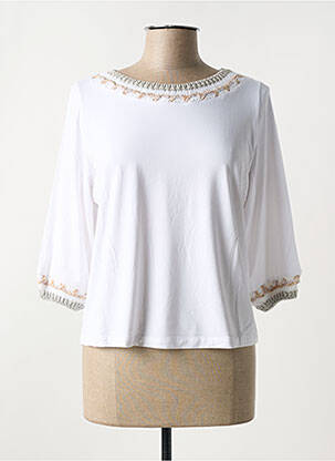 Top stretch manches 3/4 blanc TRICOT CHIC femme