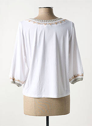 Top stretch manches 3/4 blanc TRICOT CHIC femme