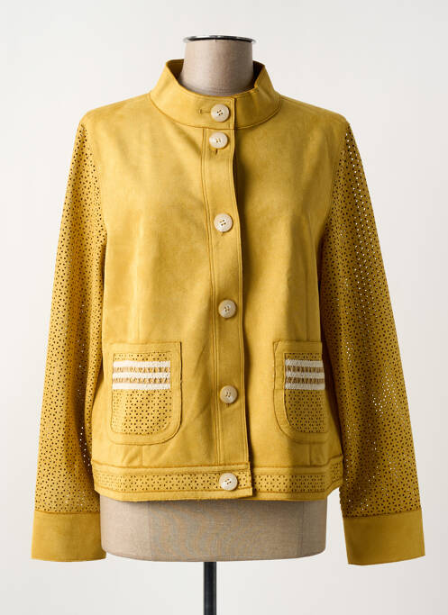 Veste casual col rond jaune REVER MILE femme