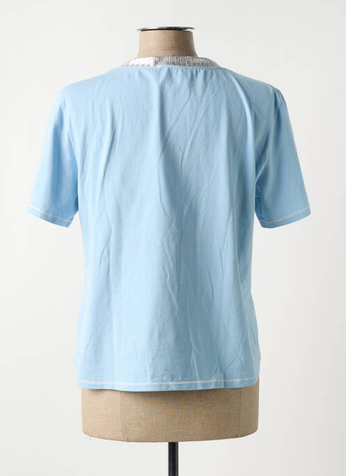 T-shirt sérigraphie avec strass manches courtes bleu ELISA CAVALETTI femme
