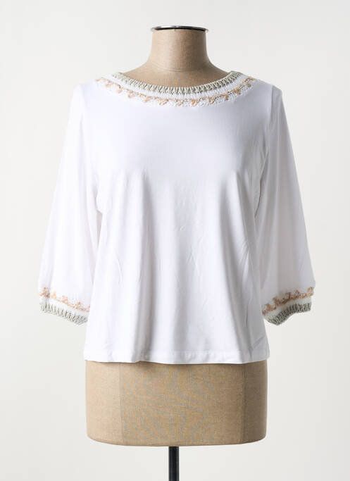Top stretch manches 3/4 blanc TRICOT CHIC femme