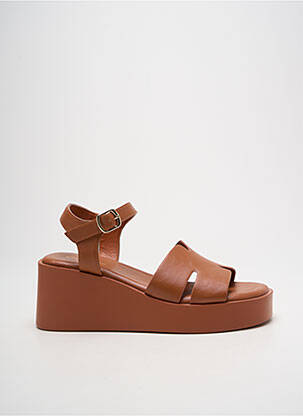 Sandales/nu pieds tissage satiné talon de 7 à 9cm marron CHICMUSE femme