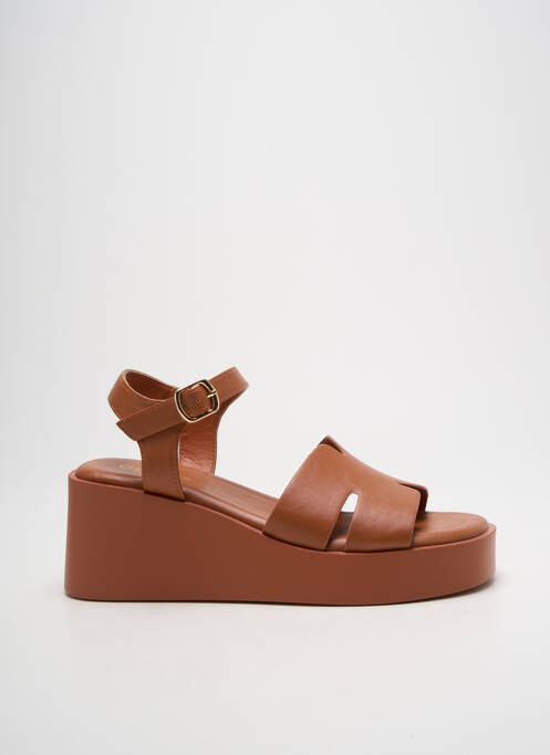 Sandales/nu pieds tissage satiné talon de 7 à 9cm marron CHICMUSE femme