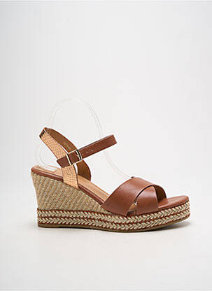 Sandales/nu pieds matière lisse talon de 7 à 9cm marron CHICMUSE femme