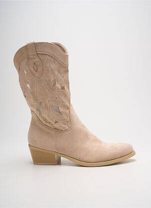 Bottines/boots cubain talon de 4 à 6cm beige IDEAL SHOES femme