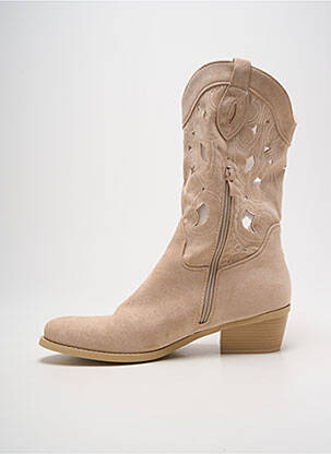 Bottines/boots cubain talon de 4 à 6cm beige IDEAL SHOES femme
