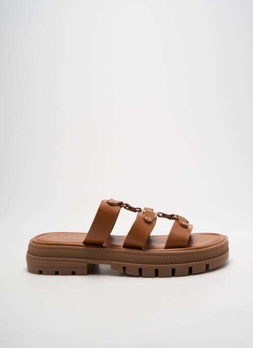 Mules/sabots bout ouvert talon plat jusqu'à 3cm marron CHICMUSE femme