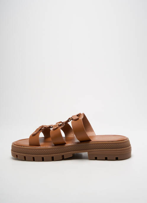 Mules/sabots bout ouvert talon plat jusqu'à 3cm marron CHICMUSE femme