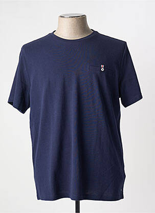 T-shirt broderie manches courtes bleu CAMBRIDGE homme