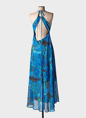 Robe longue imprimé fantaisie sans manche bleu EVA KAYAN femme