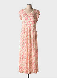 Robe longue imprimé fantaisie manches courtes orange GUITARE femme