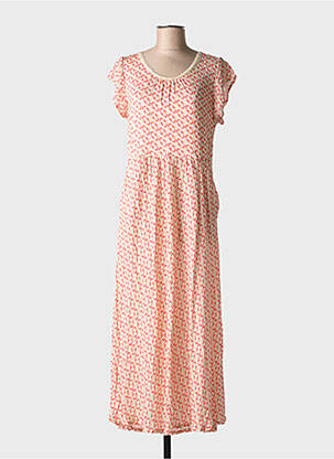 Robe longue imprimé fantaisie manches courtes orange GUITARE femme