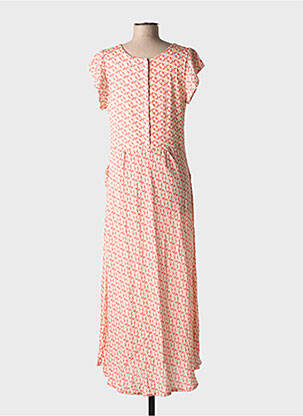 Robe longue imprimé fantaisie manches courtes orange GUITARE femme